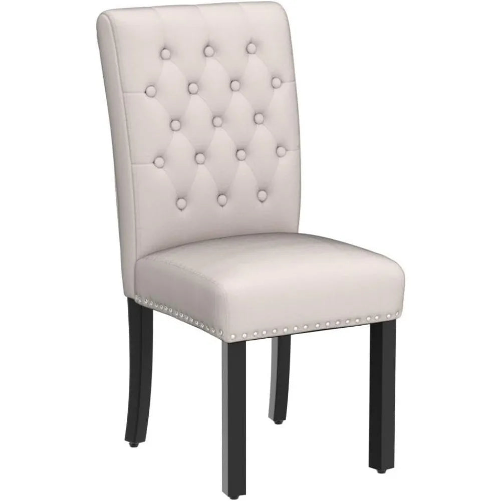 Dining Kitchen Chair Set of 2, Parsons Upholstered Dining Room Chair, Wood Accent Chair with Nailed Trim