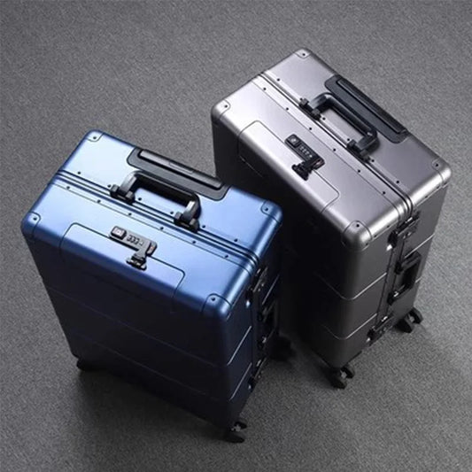 All Aluminum Magnesium Alloy Suitcase Business Trolley Case Portable Front Opening 20 inch Boarding Bag 24“28” Lock Luggage