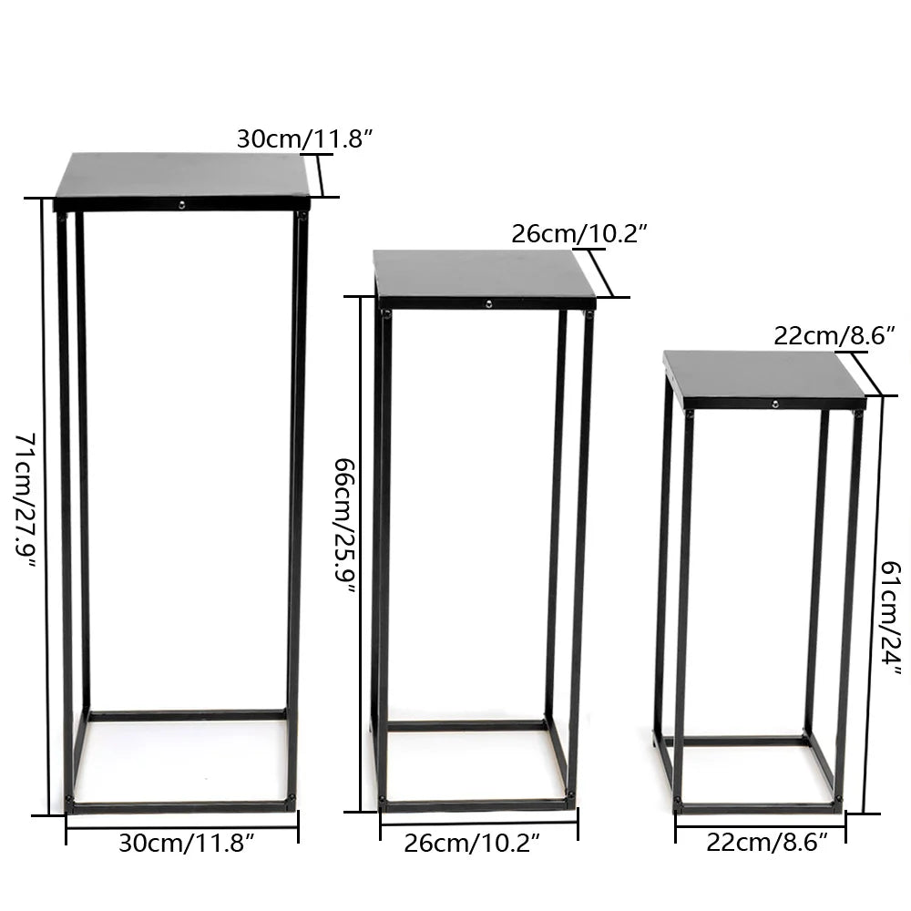 3 Metal Stand Plant Stand High Square Rack Flower Holder Home Office Yard Wedding Decor