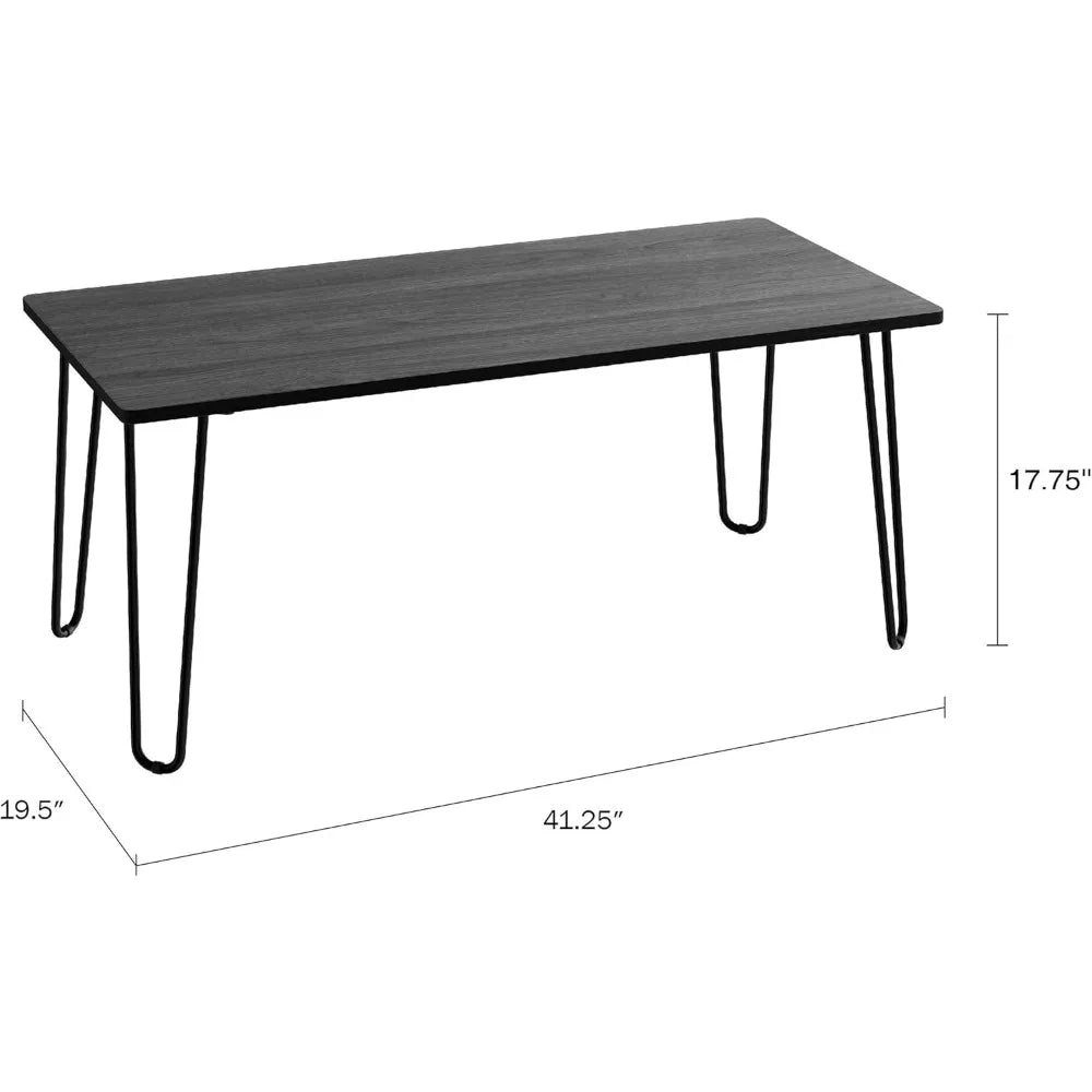 Rectangular Coffee Table, Modern Industrial Style Home Decor, Wood Grain Appearance and Steel Decoration Living Room Furniture