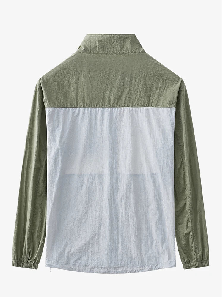 Summer Men Skin Coats Outdoor Ultra-Light Sunscreen Clothing Anti-UV Sun-Proof Stand Collar Casual Thin Jacket With Zip Pockets