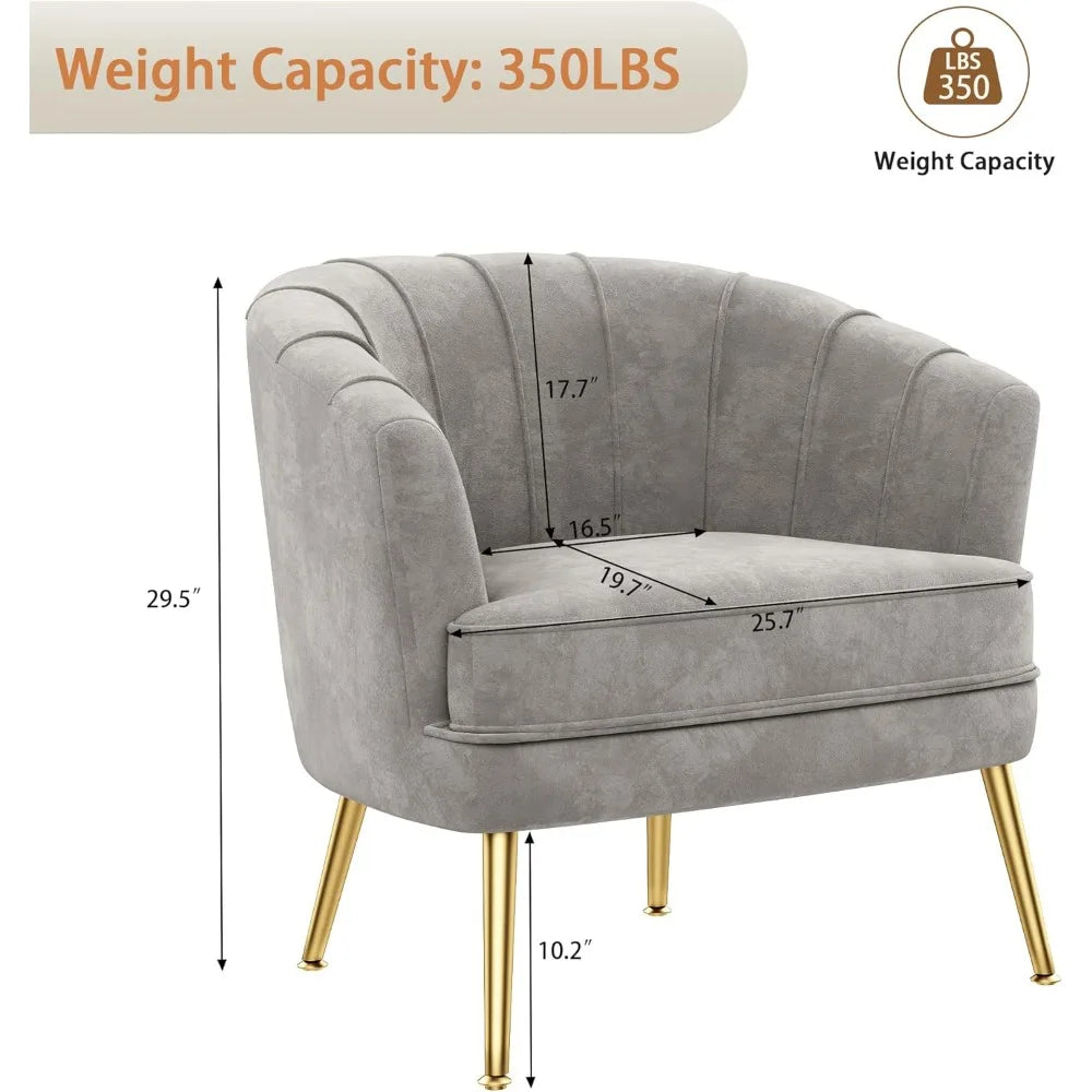 Velvet Accent Chair, Upholstered Modern Single Sofa Side Chair,Comfy Barrel Club Living Room Armchair