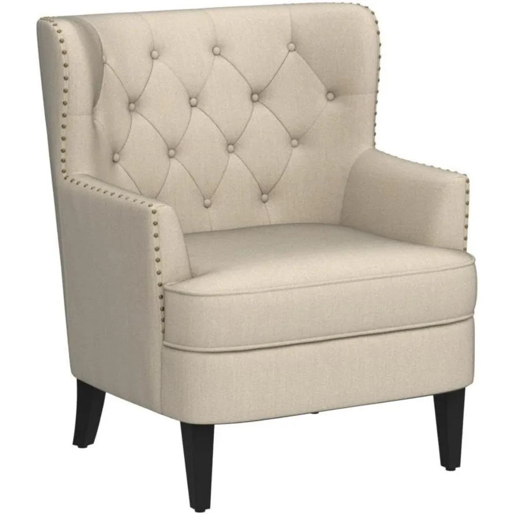 Sausalito Chairs for Living Room Furniture, Reading, Arm, Comfy, Small Accent Bedroom, Velvet Pearl Beige
