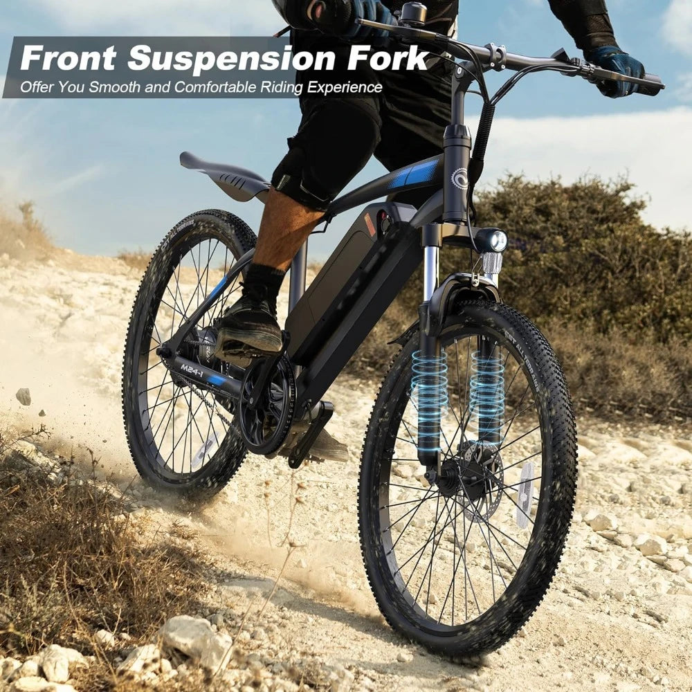 Electric Bike, 350W 20MPH Commuter Ebike with 36V Removable Battery, 24'' Electric Mountain Bike with Front Fork Suspension