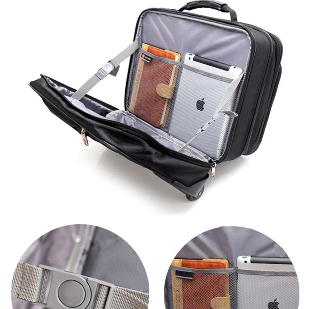 New 18" Travel Bag Black Oxford Waterproof Suitcases Luggage For Women/Men With Spinner Aluminum Alloy Telescopic Rod