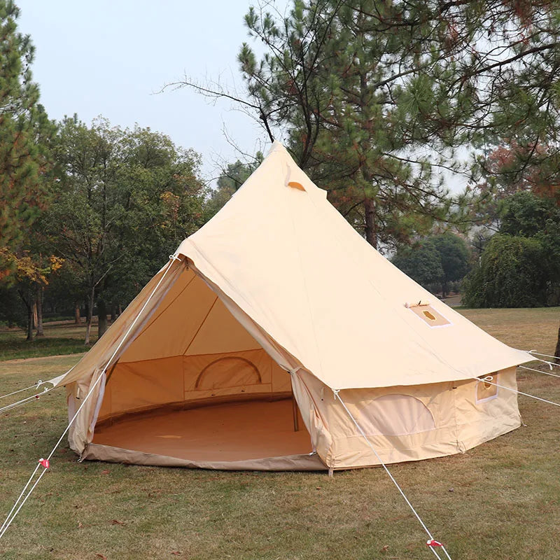 2 door Heavy Duty 5m Luxury Cotton Canvas Bell Camping Tent with stove hole