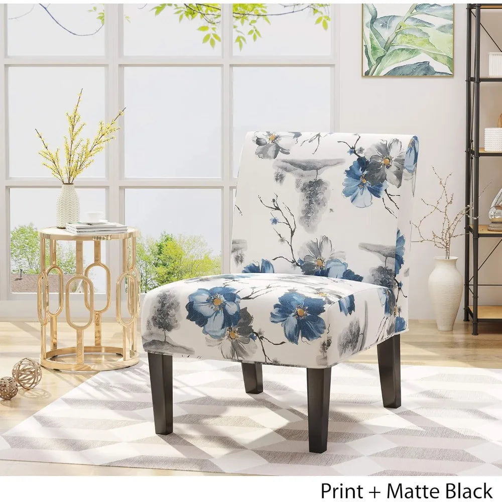 Kendal Traditional Fabric Accent Chair, Print, Matte Black, 22.5D x 29.5W x 32H in