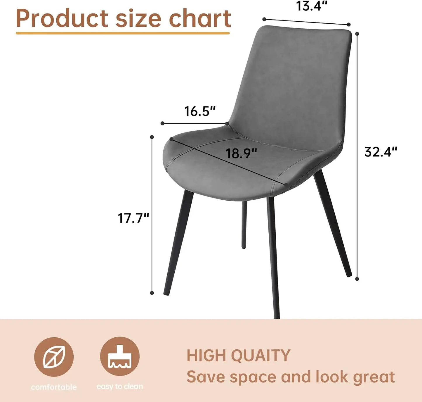 Dining Chairs Set of 4, Modern Kitchen Dining Room Chairs, Upholstered Dining Accent Side Chairs in Faux Leather Cushion Seat
