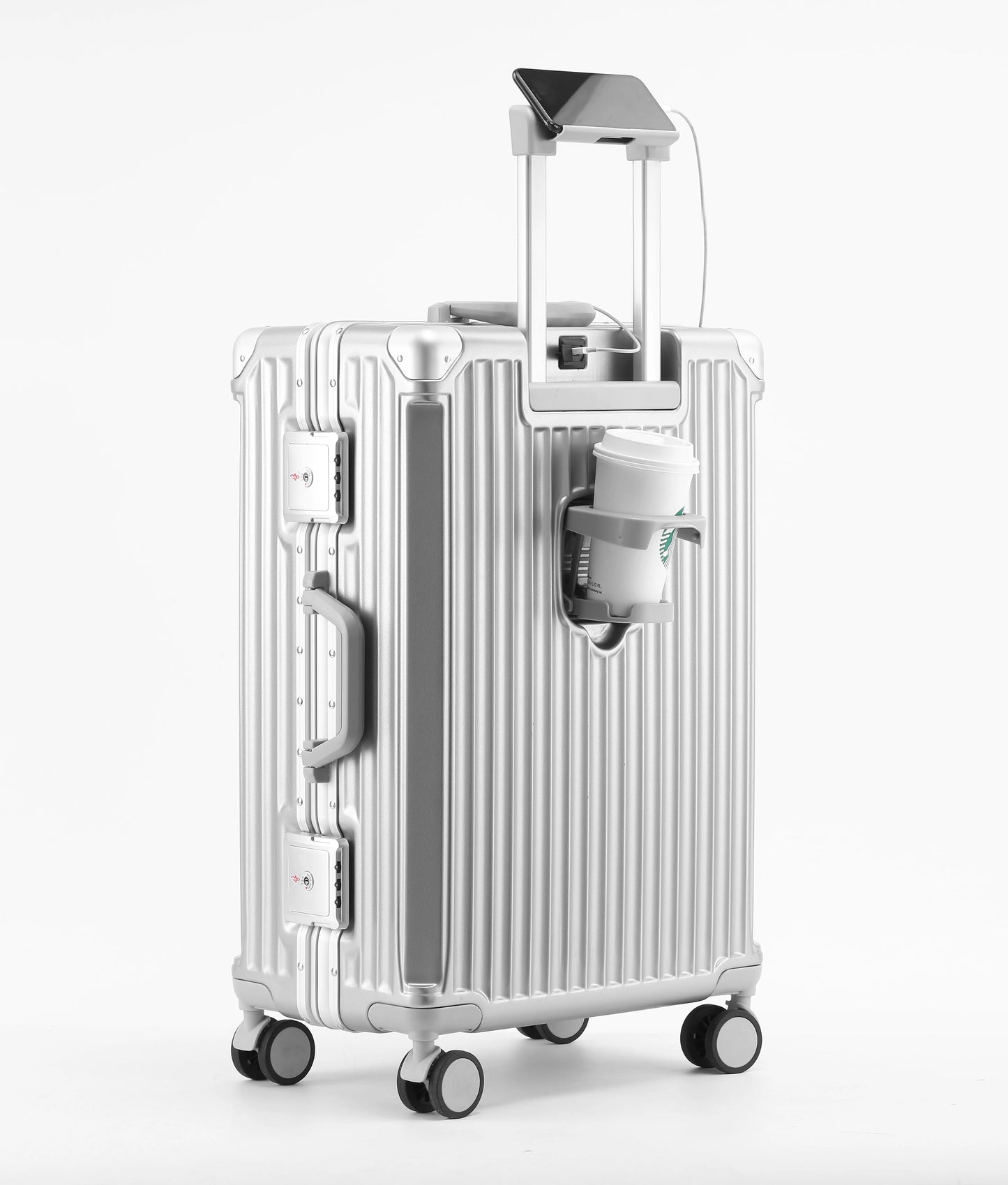 Ultralight luggage with cup holder, travel case with USB charging port, TSA lock for travel and business trip