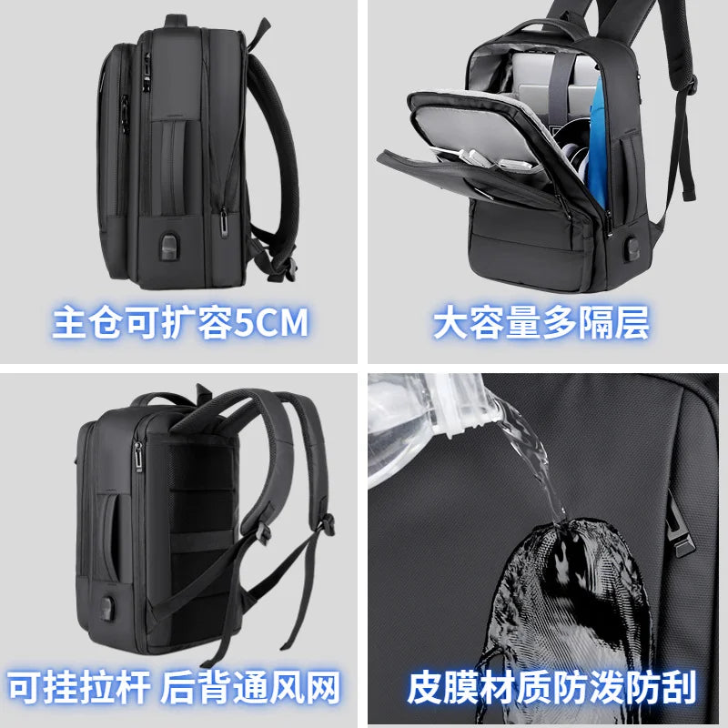 Men Large Capacity Expandable Backpack USB 17 Inch Laptop Bagpack Waterproof Business Travel Back Pack Luggage Bag Mochila Male