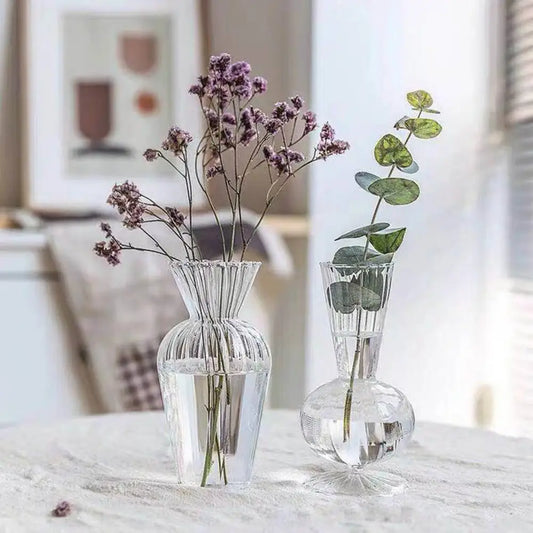 Nordic Glass Flower Vase Transparent Hydroponic Pot Vase Plant Bottle Flower Pot for Home Decoration Mini Desktop Short Vase